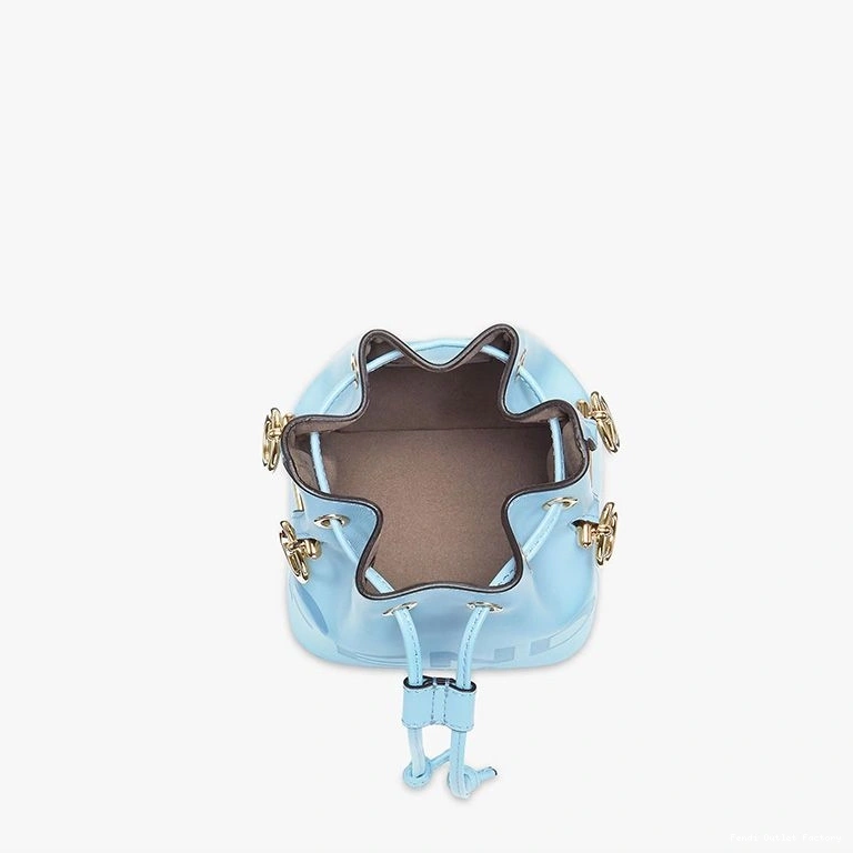 Affordable HOT Tresor Bucket Logo Leather Bag In Blue Mini ROMA Mon Calf Fendi Sky 0725